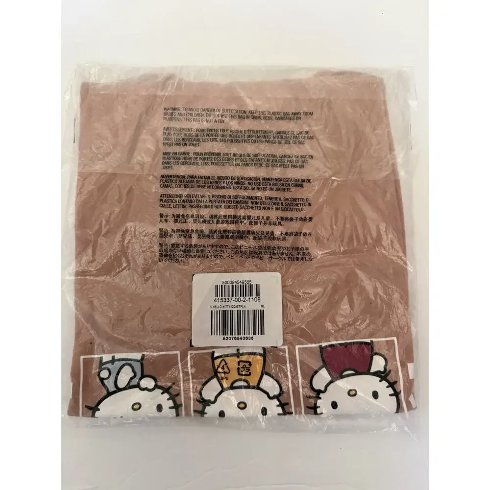 Hello Kitty Trio Varsity Dusty Pink Tan Short Sleeve T Shirt Top Size XL 14-16